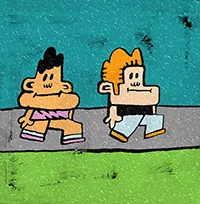 planche bd Bill et Bobby: Bill & Bobby discutent en marchant